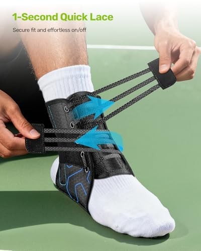 Quick Lace Up Ankle Brace with 2 Metal Support Stays, Breathable Stabilizer f…