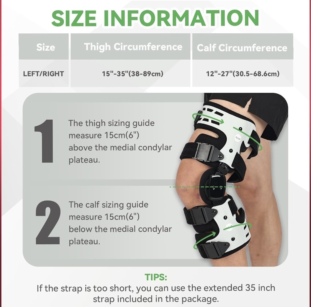Orthomen OA Unloader LEFT KNEE Brace Adjustable Medial & Valgus Knee Support