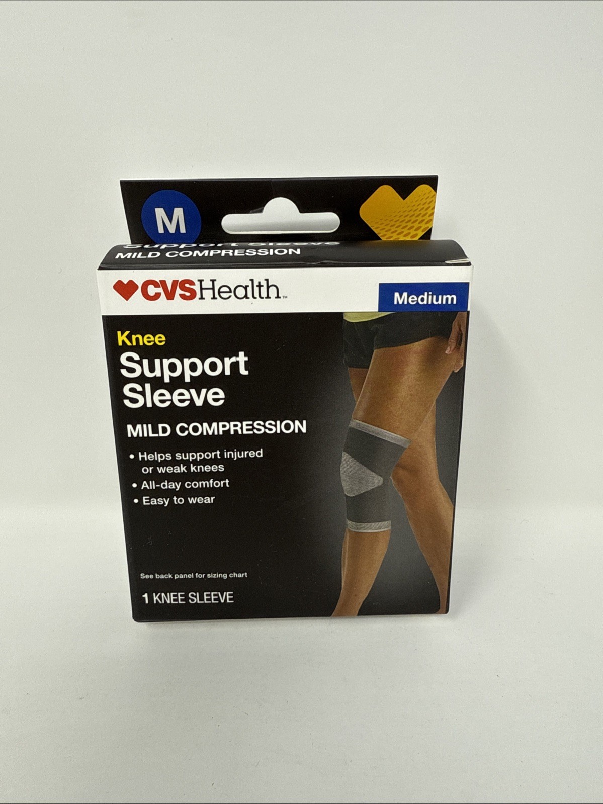 CVS Health Knee Support Sleeve Mild Compression GRAY SIZE MEDIUM