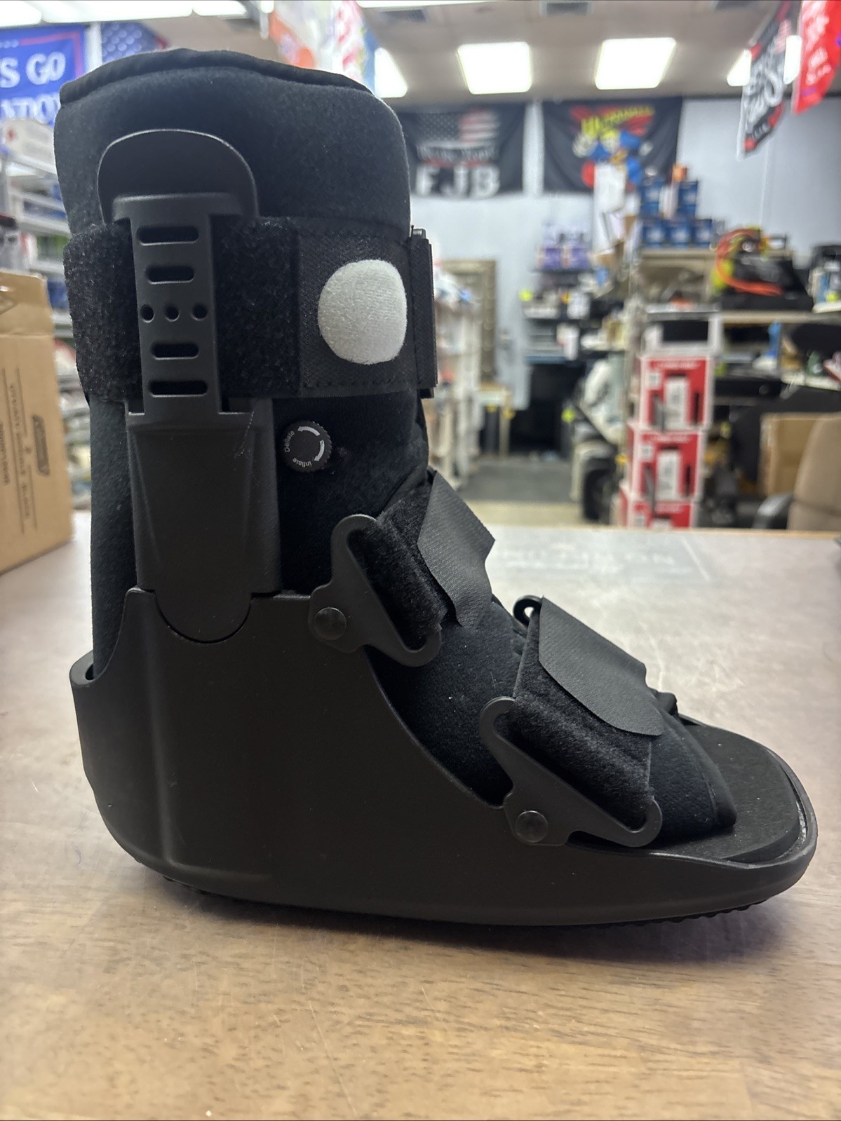 Small Adjustable Walking Boot with Air Bladder, Rocker Sole, Black