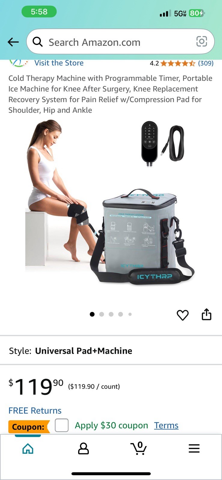 Cold Therapy Machine 12qt with Programmable Timer, Portable Ice Machine for Knee