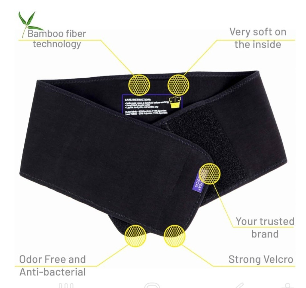 Everyday Medical Adjustable Rib Support Belt, Compression, Black, 6 in