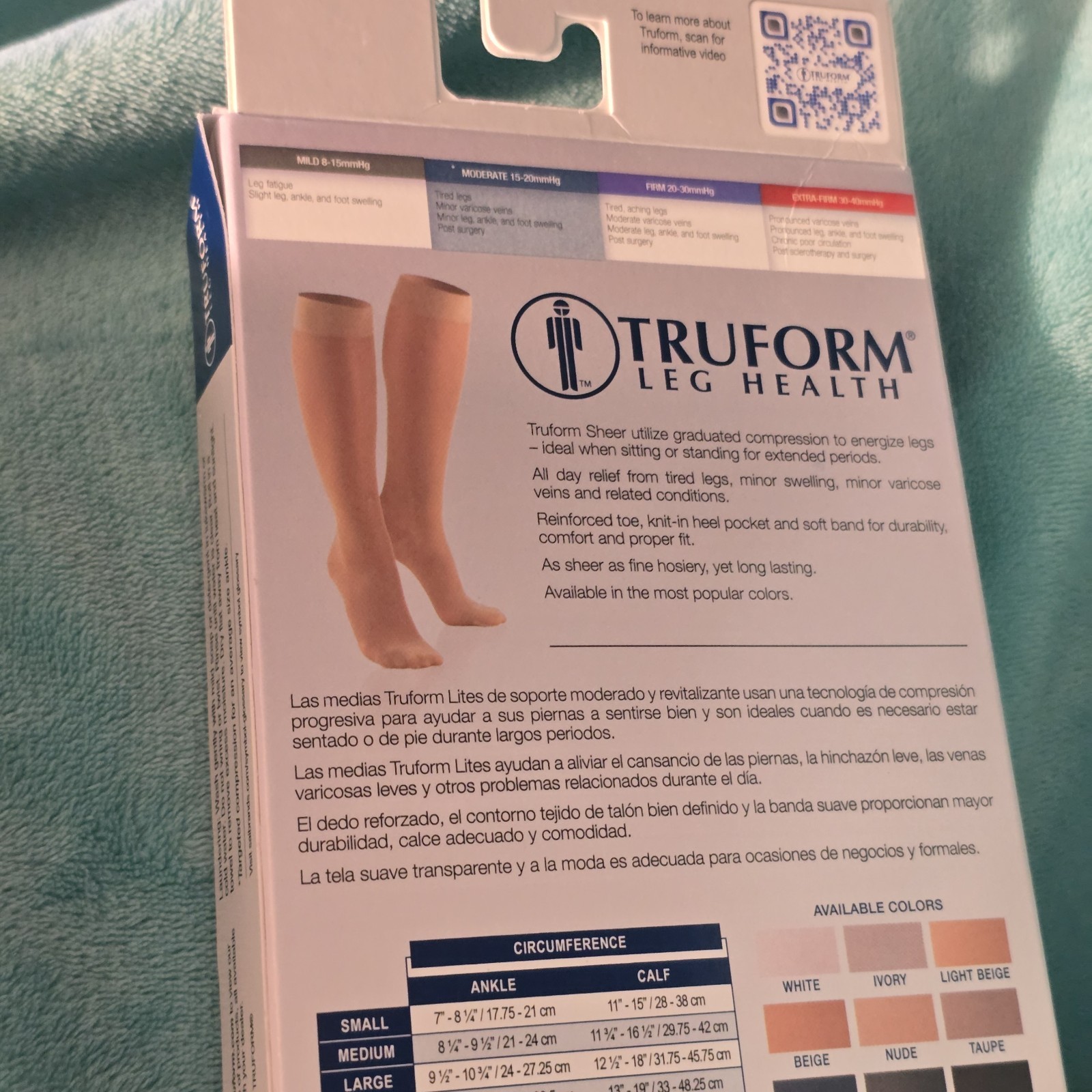 Truform 1772 Compression Stockings Sheer Nylon Open Toe 15-20 mmhg Ladies L Nude