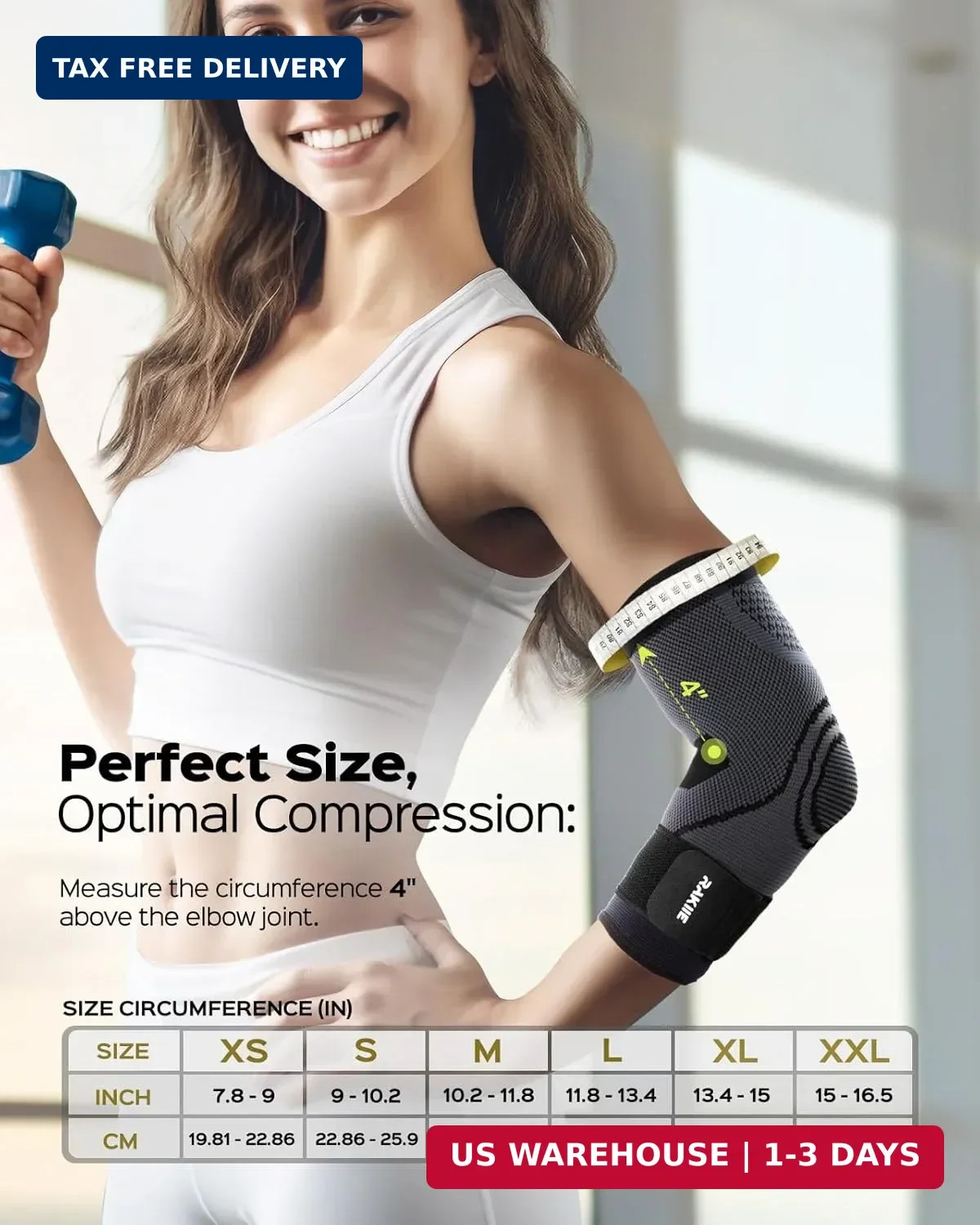 Rakiie Elbow Compression Sleeve 2 Pack, Elbow Brace for Tendonitis and Tennis El