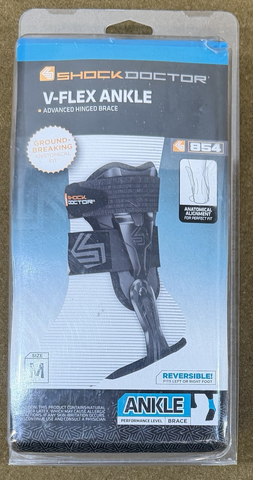 Shock Doctor 854 V-Flex Ankle Reversible Hinged Brace Size Medium New In Package