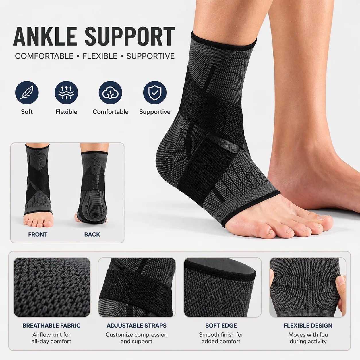 Ankle Brace Compression Sleeve Support Plantar Fasciitis Pain Relief Foot Wrap