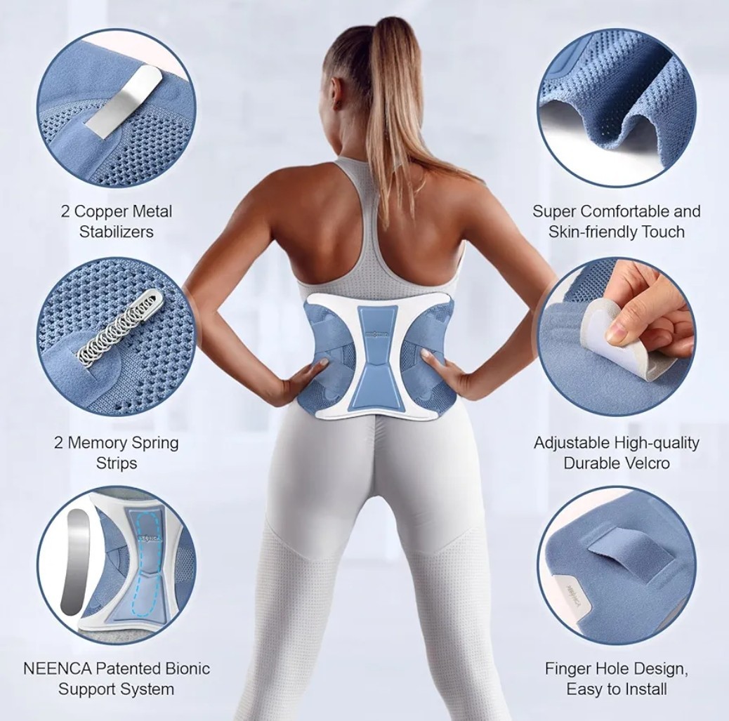 NIB NEENCA Back/Waist Brace Bionic Support System Blue Size Large (Medium)