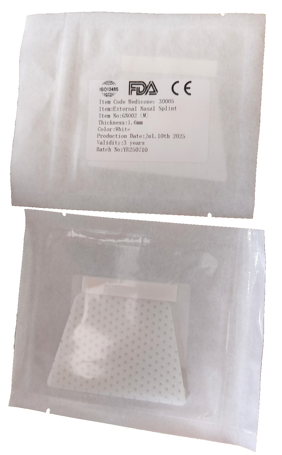 Thermoplastic nasal splint for Rhinoplasty Immobilization 2mm Size M, 50pcs