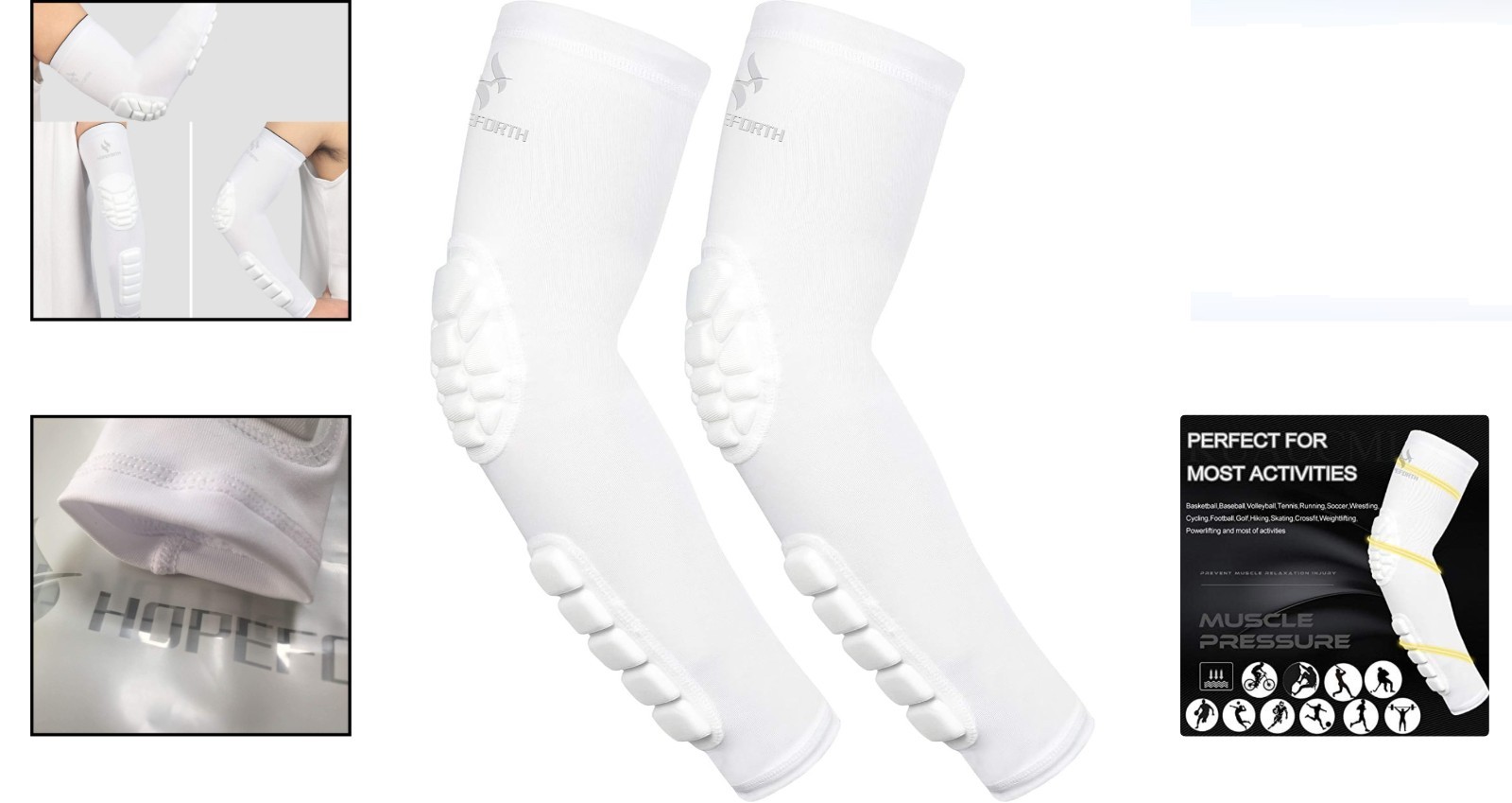 2PCS Padded Elbow Forearm Sleeves Compression Support Men Women Impact Protec…