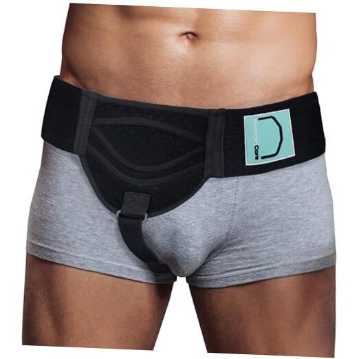 Inguinal Hernia Support Belt for Men & Women with 2 Compression Pads S/M Black