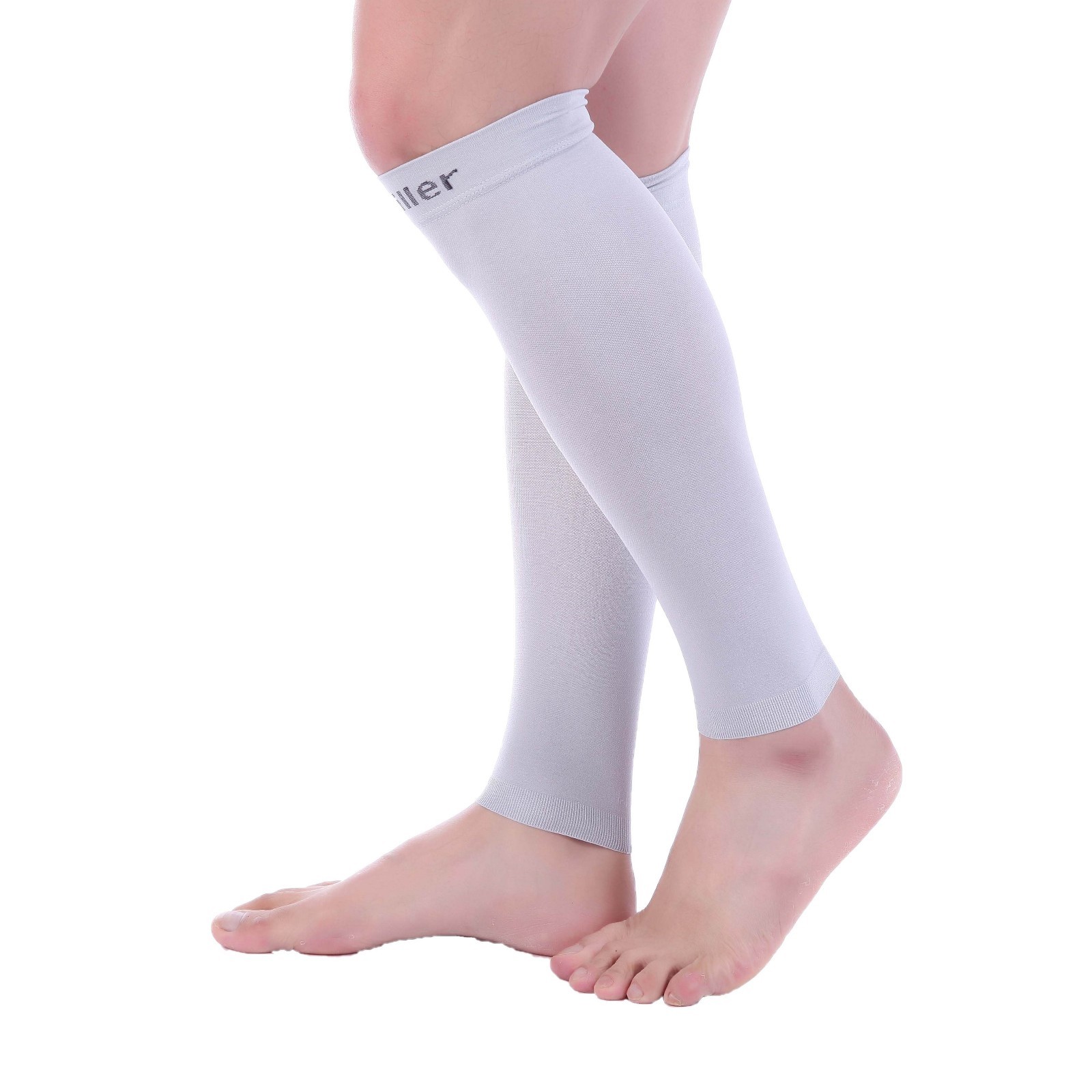 Doc Miller Calf Compression Sleeve 1 Pair 15-20 mmHg Varicose Veins GRAY