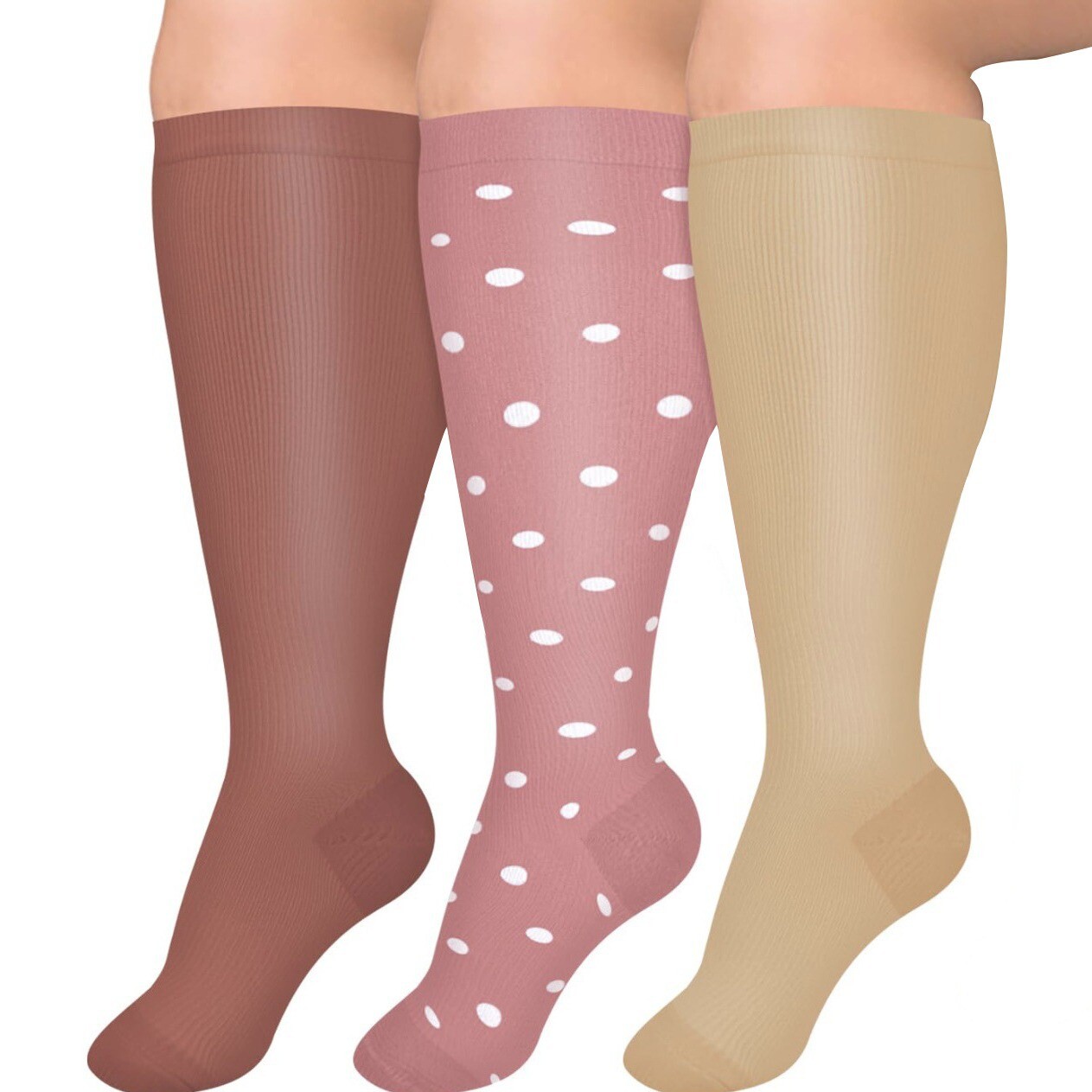 3/4/5 Pairs Plus Size Compression Socks Extra Wide Calf Knee High Support Socks