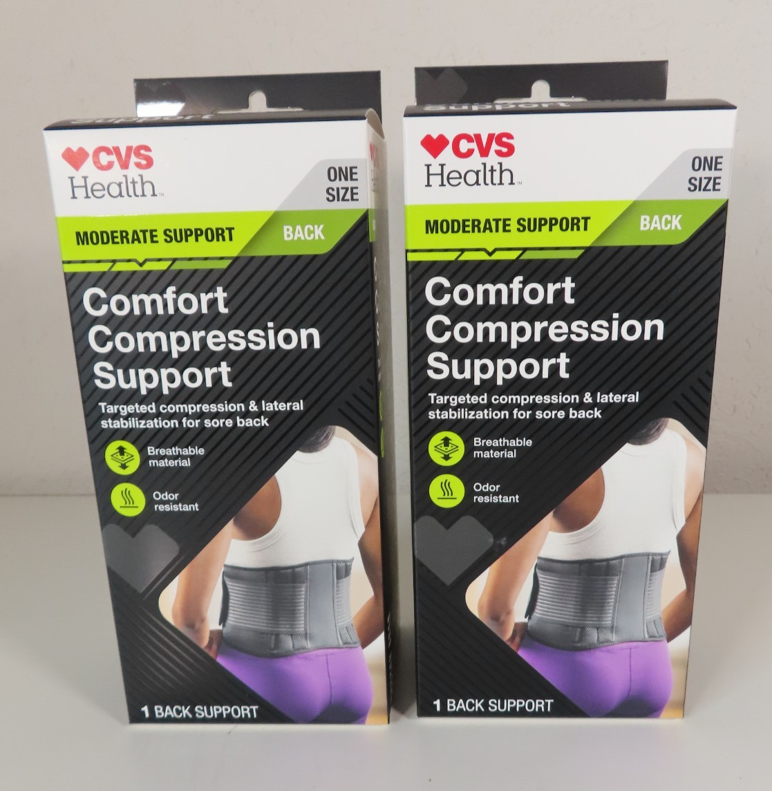 (2) CVS Health Back Comfort Compression Moderate Support – ONE SIZE – BRAND NEW