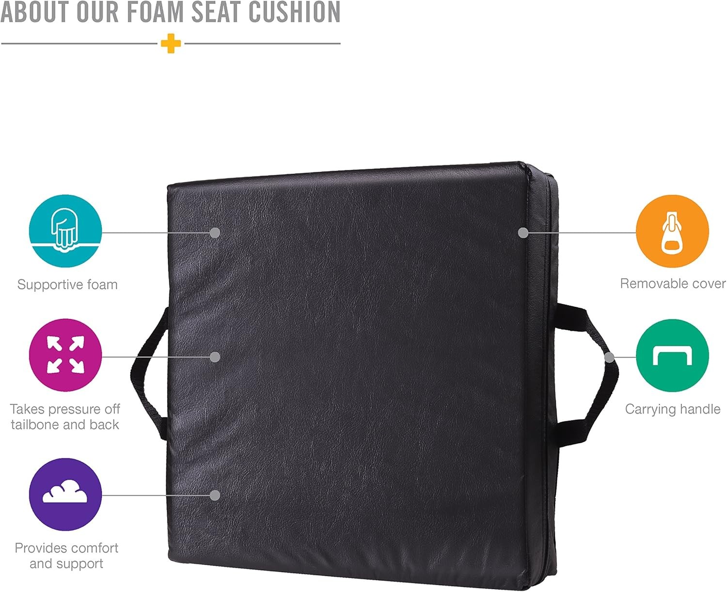 DMI Comfort Seat Cushion for Soft and Firm Support on 16 Inch, Black