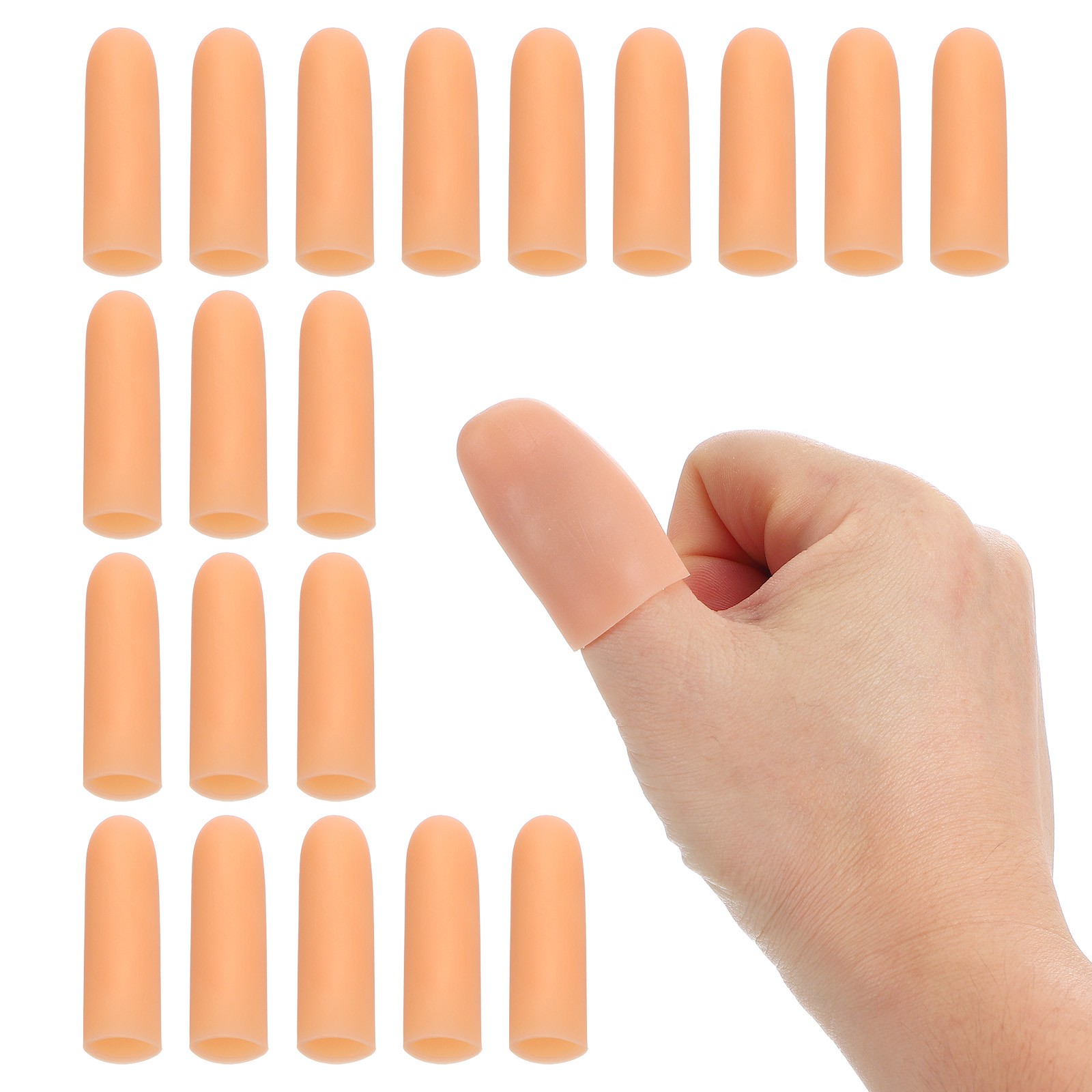 2″ Silicone Gel Finger Cots 20Pack Fingertips Sleeve Protector Beige
