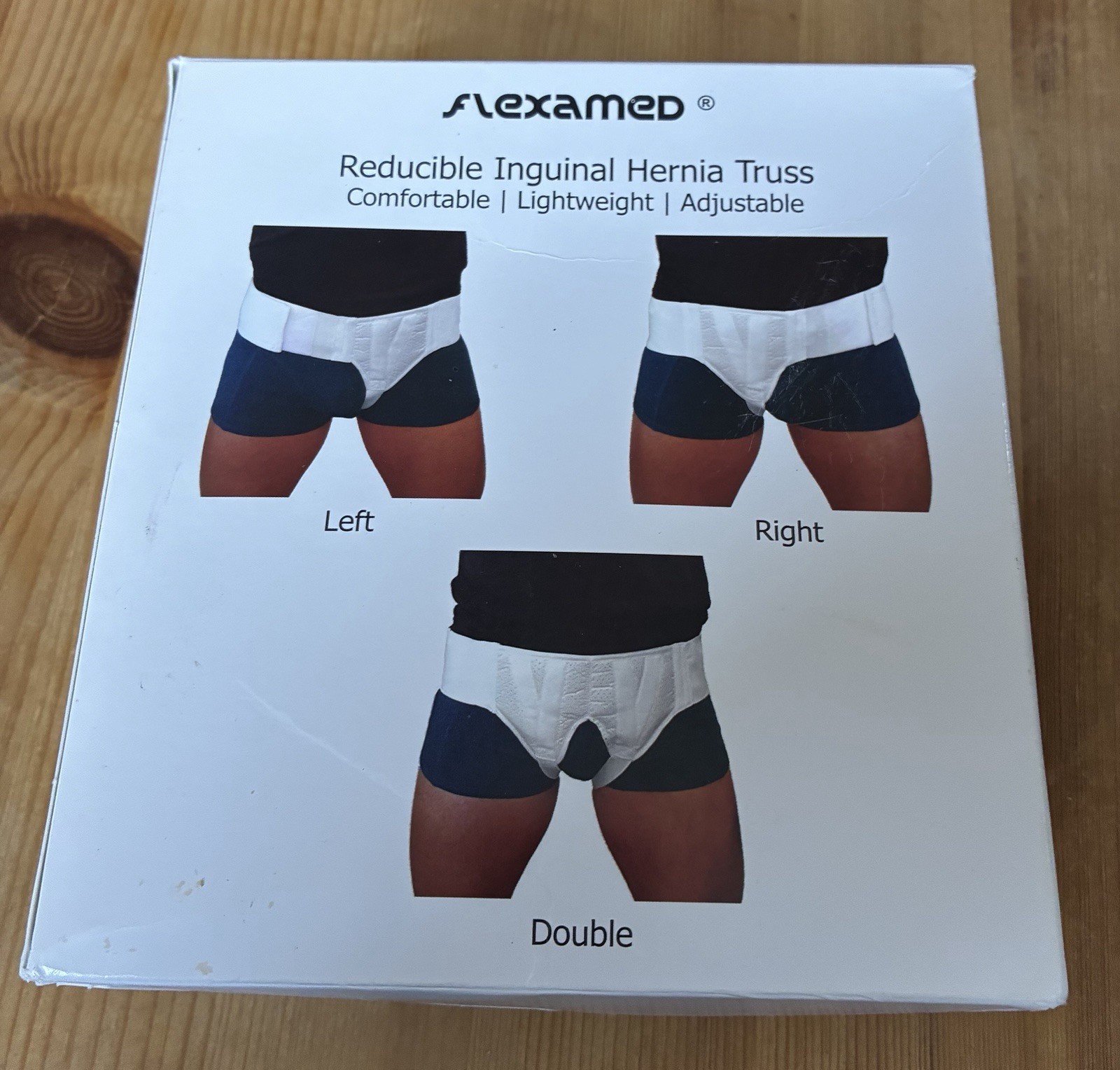 FlexaMed Inguinal Hernia Belt Gear Groin White Right Medium 32-36 New Open Box