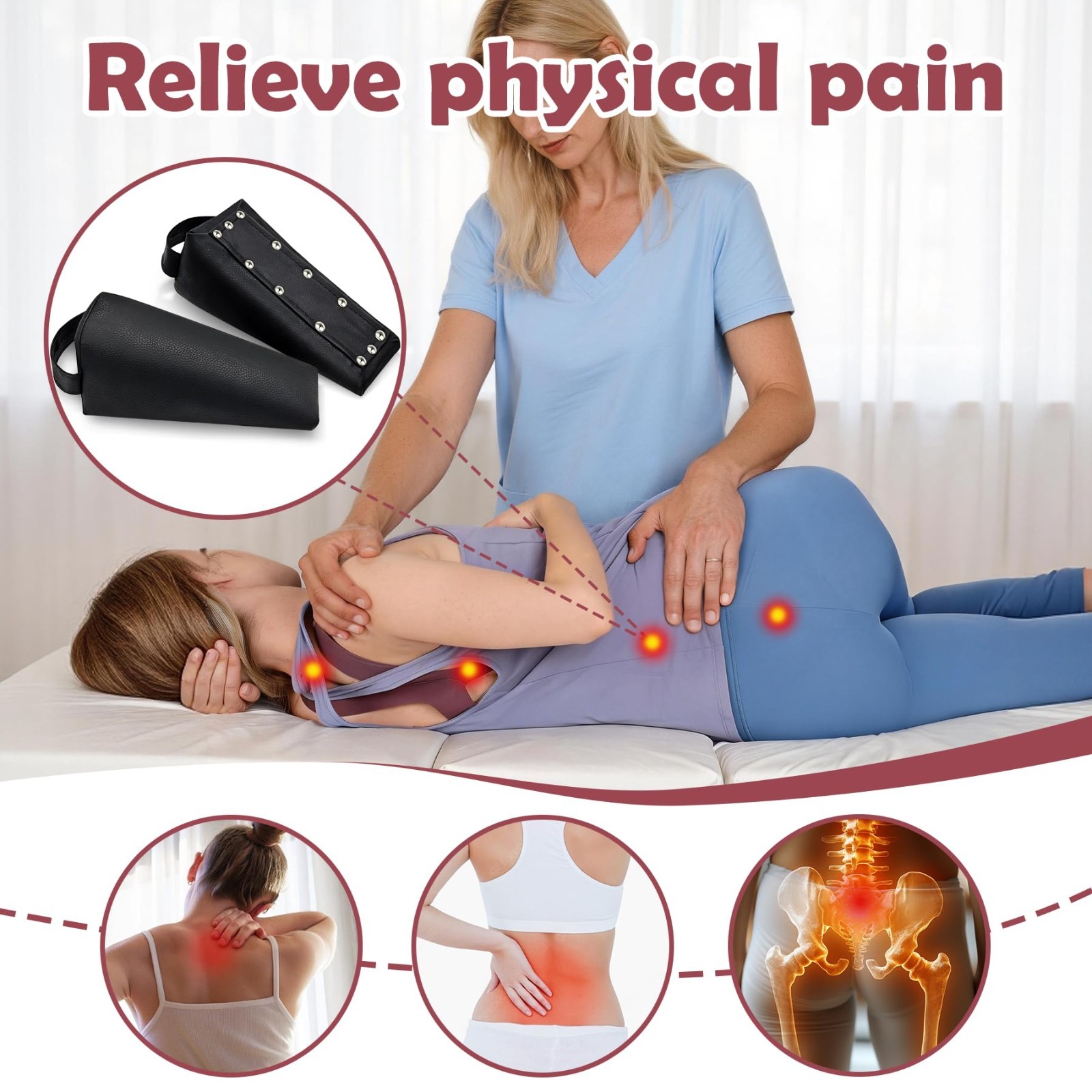 2 PCS Pelvic Blocks Sacral Wedge Non-Slip Handle Support for Physical Therapy