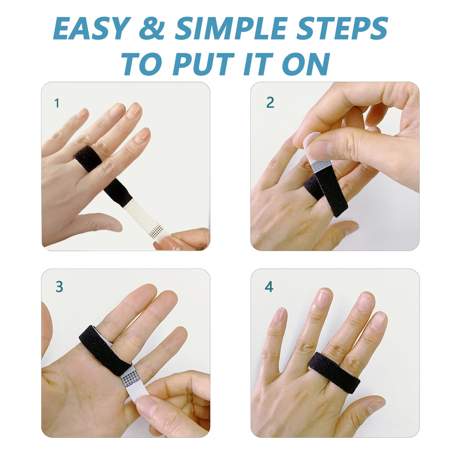 Buddy Tape Finger Straps 10 Pack Padded Hook and Loop Finger Splint Support
