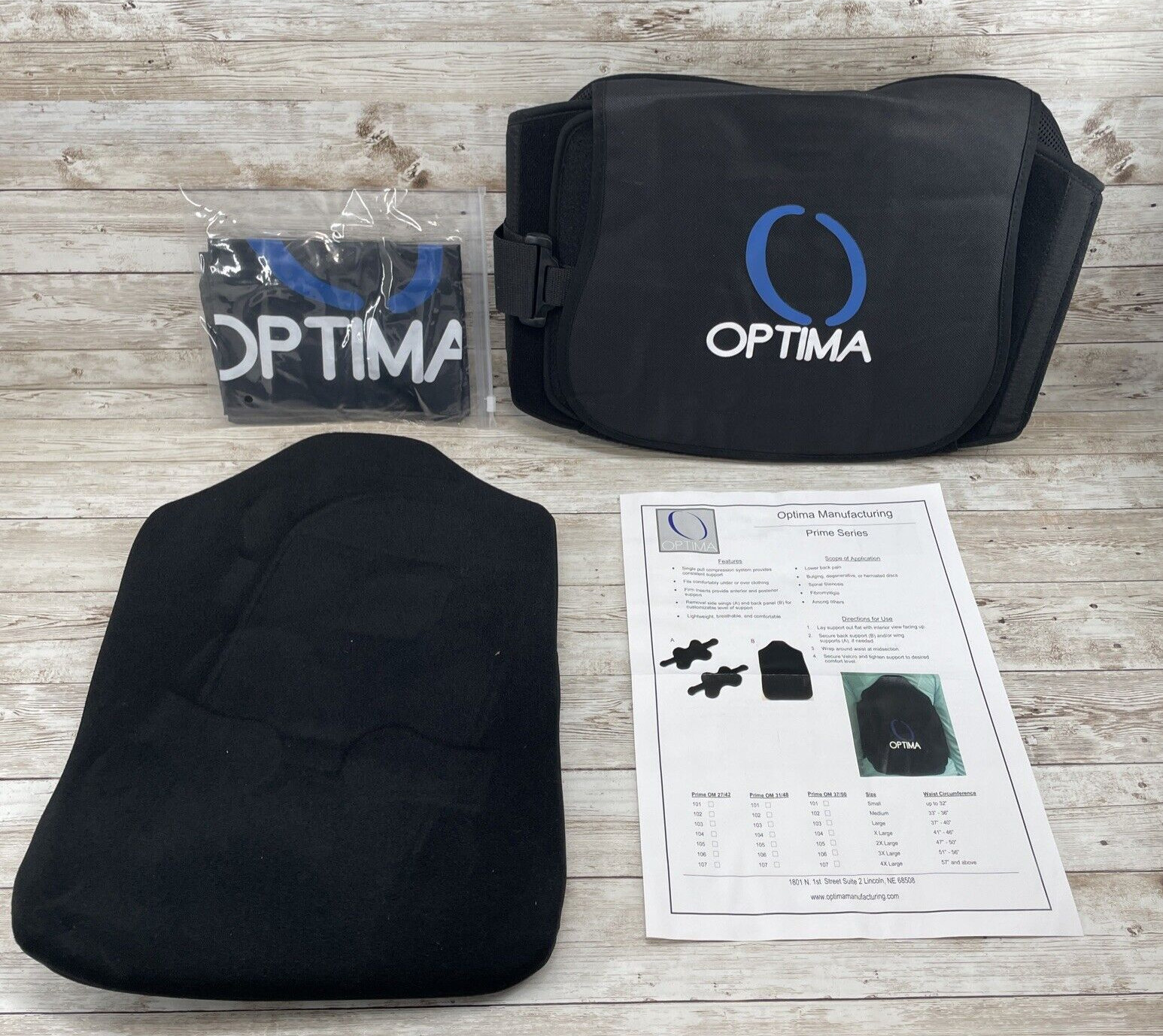 Optima Back Brace Lumbar Support Prime Series Size Medium 33″- 37″ Circumference