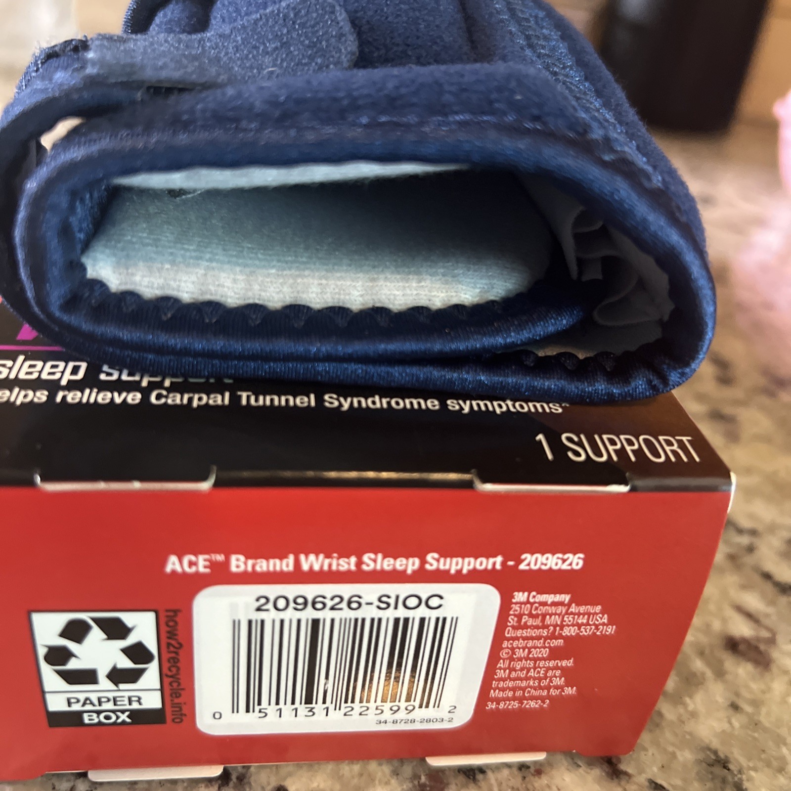 ACE Night Wrist Sleep Support, Adjustable, Blue, Helps Provide Relief from Sy