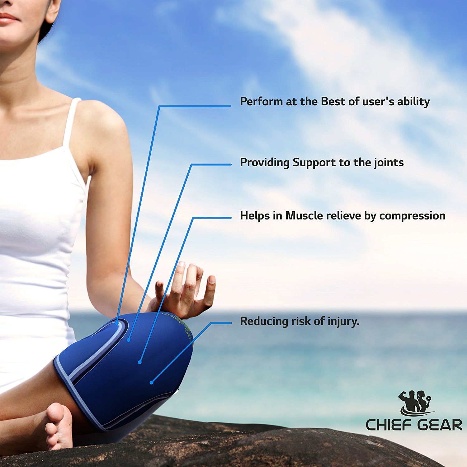 Knee Sleeves (1 Pair) with FREE Knee Straps (1 Pair) Neoprene 7mm Sleeves S – XL