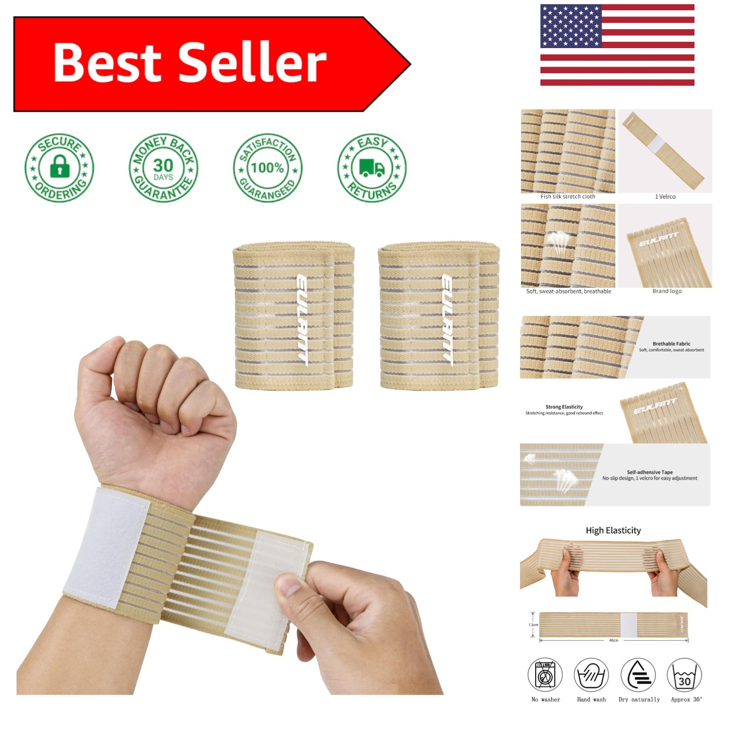 Breathable Wrist Wraps 2-Pair Set – Perfect for Tennis, Weightlifting & Fitness