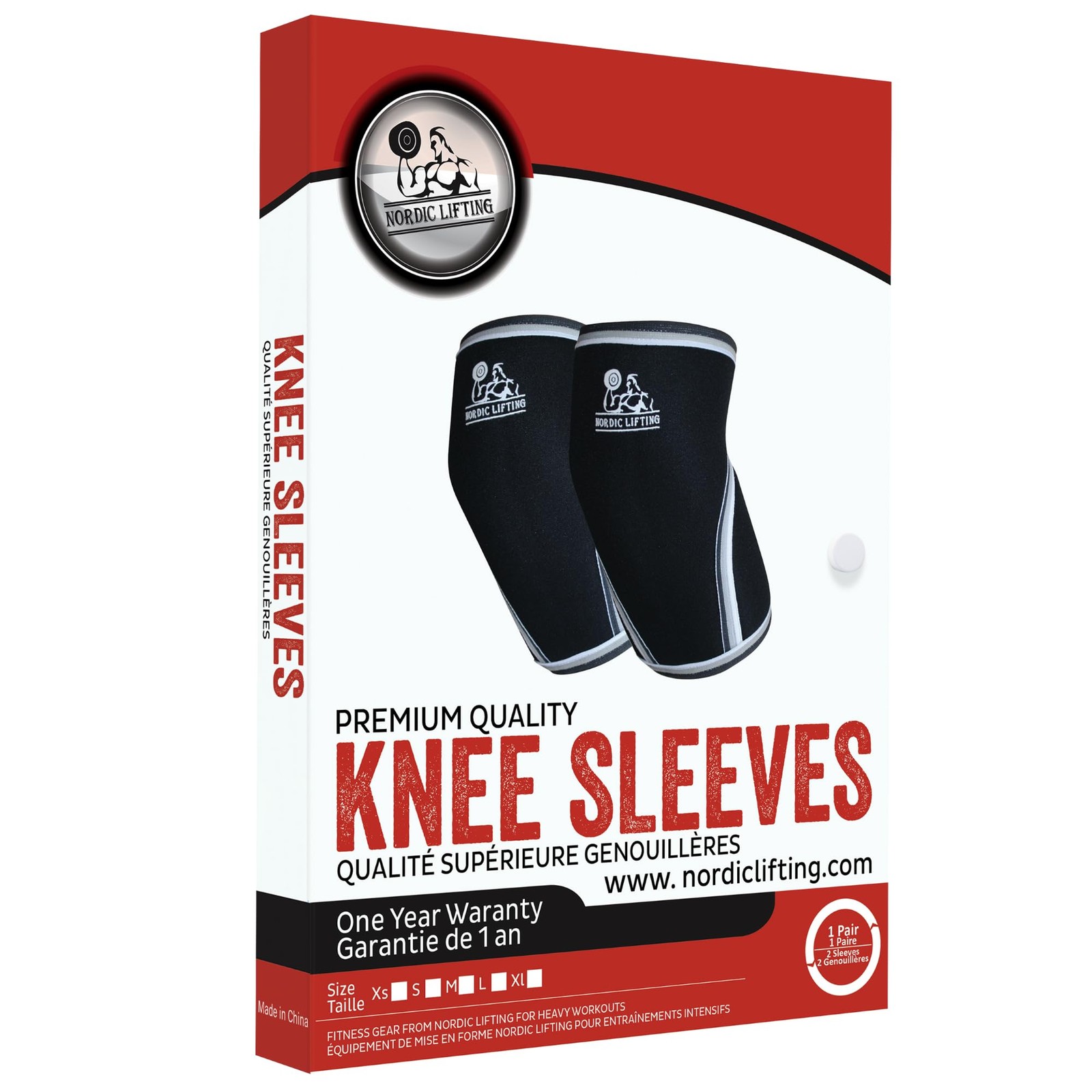 Nordic Lifting 7mm Neoprene Knee Sleeves (1 Pair) Support & X-Large, Black
