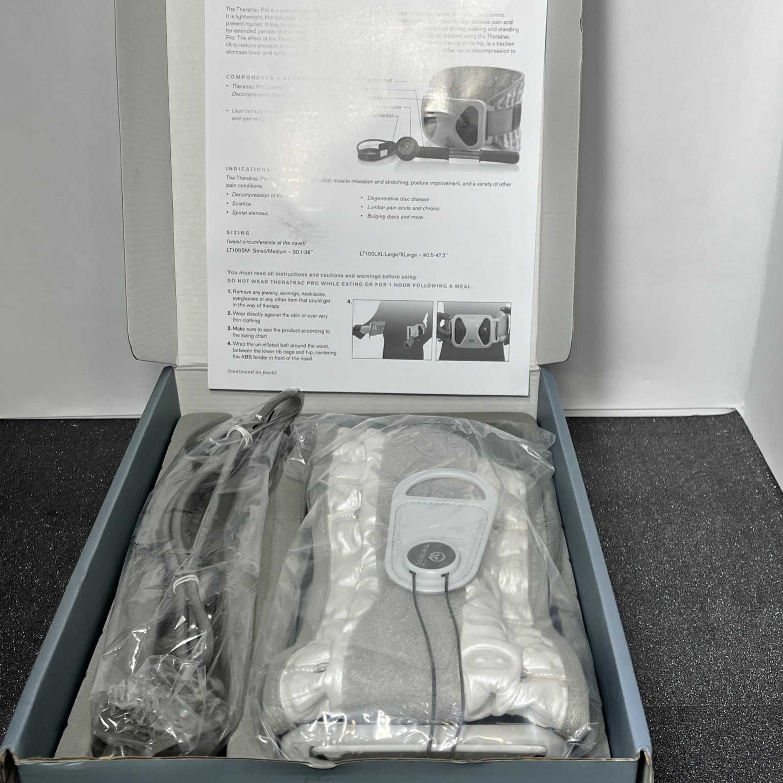 Theratrac Pro Lumbar Decompression Brace Device Lt100 s/m 30”-38”