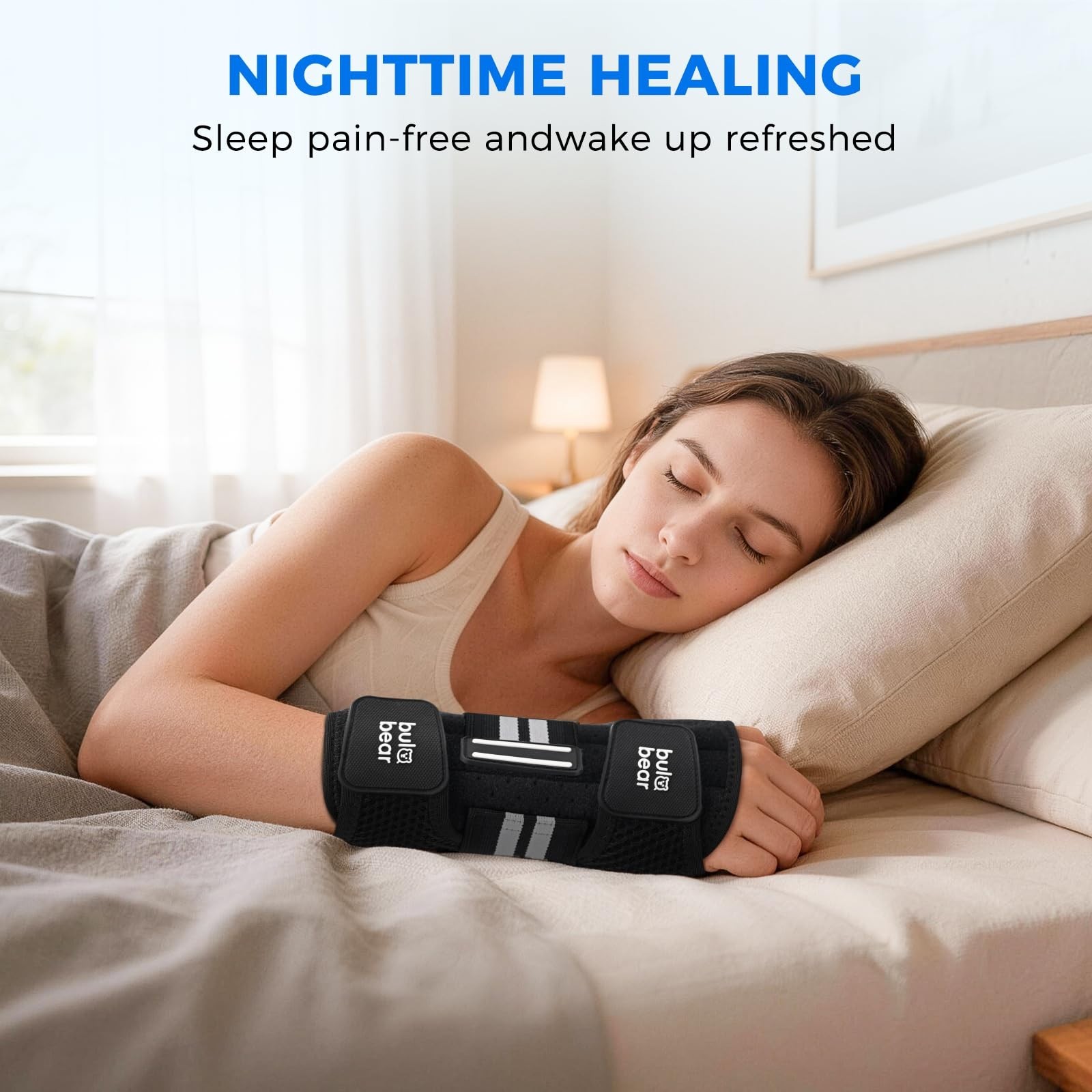 Ergonomic Carpal Tunnel Wrist Brace with 3 Splints, Breathable Support for Pain