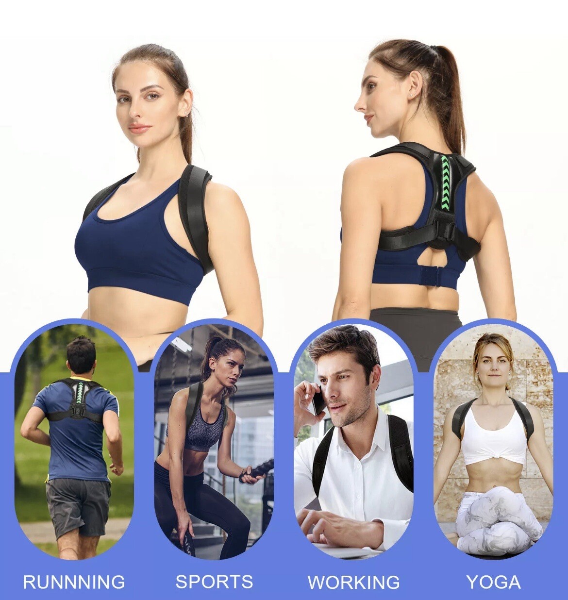 Men Women Adjustable Posture Corrector Back Straightener Support Shoulder Brace