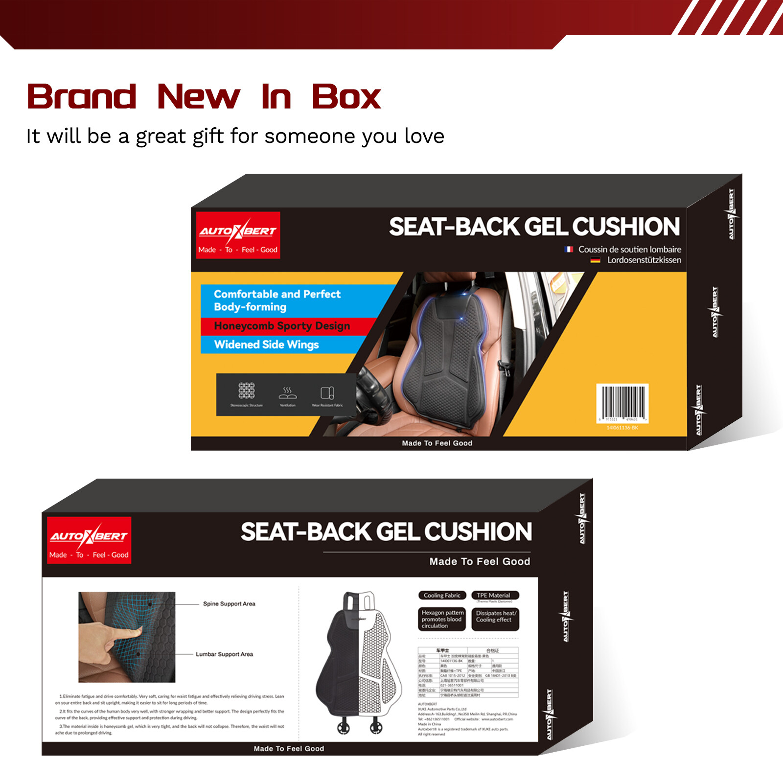 Car Gel Honeycomb Seat Back Pillow Lumbar Support Cushion Back Pad Protector