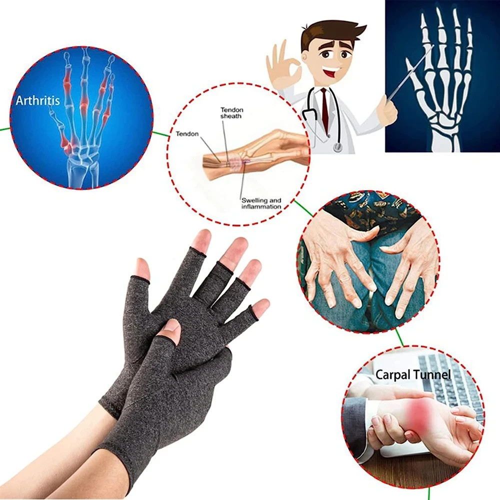 Arthritis Compression Gloves Fingerless Hand Support Carpal Tunnel Pain Relief