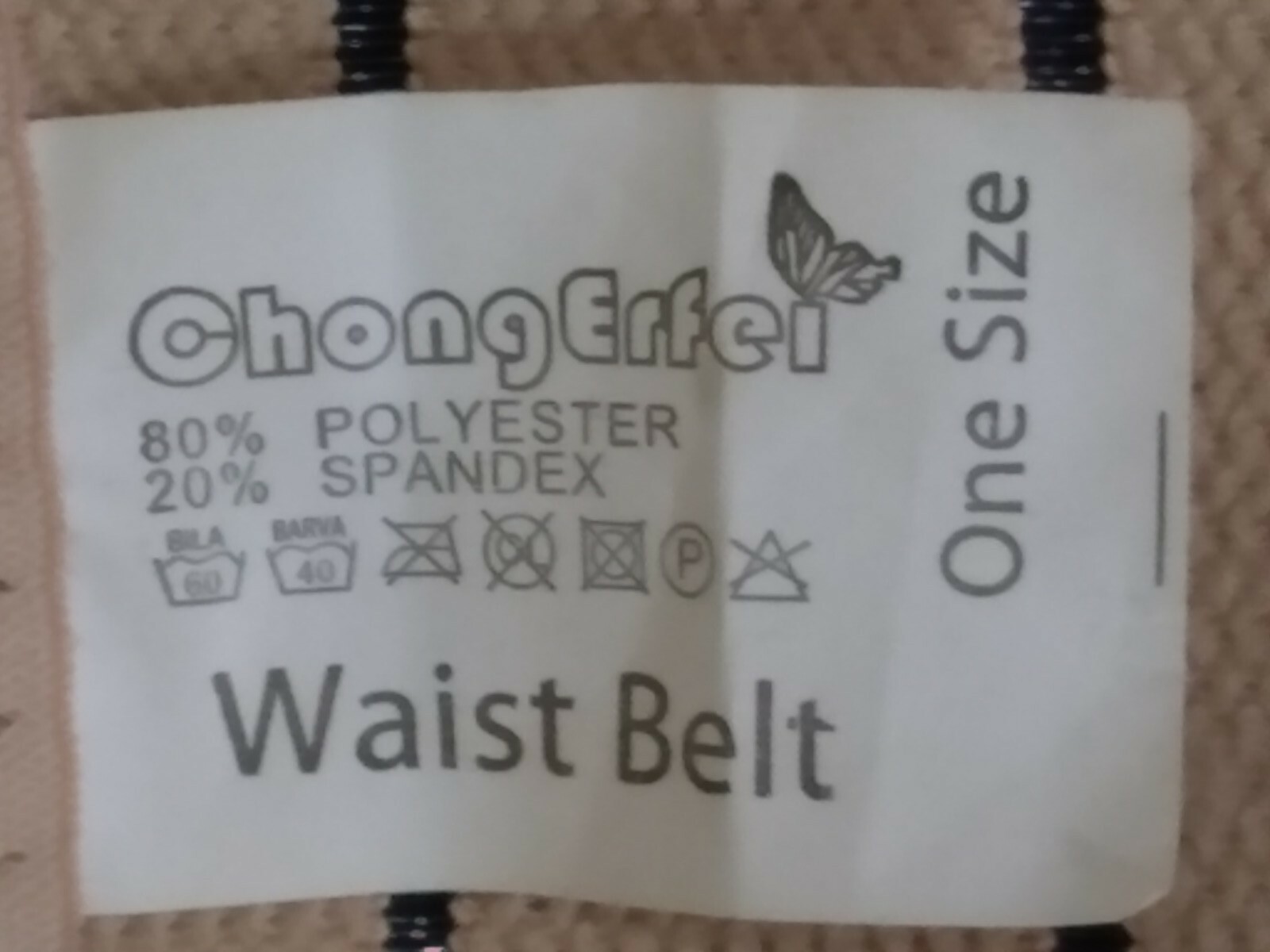 ChongErfei Waist Belt One Size Beige 80% Polyester 20% Spandex EUC