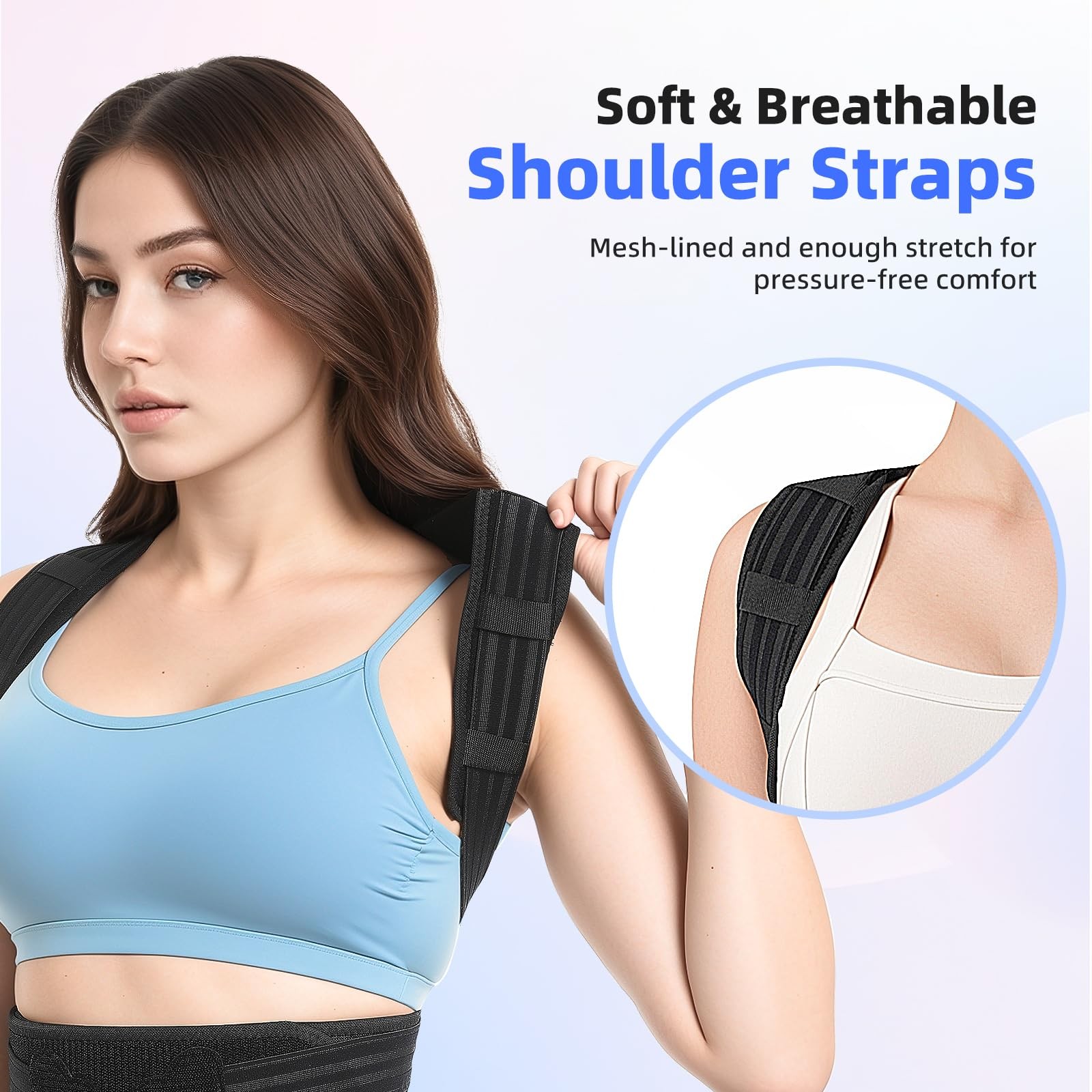 babaka Posture Corrector for Women and Men, Adjustable Full Back Small, Black