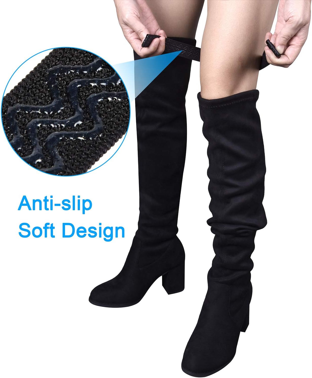 Boot Straps, 1 Pair Knee Straps of Elastic 34.3 Cm, Black