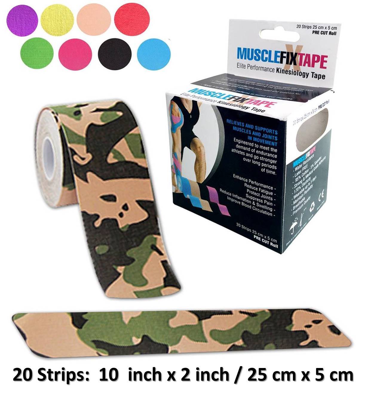 Sports Kinesiology Recovery Precut Tape Roll Athletic Muscle Therapy Pain Relief