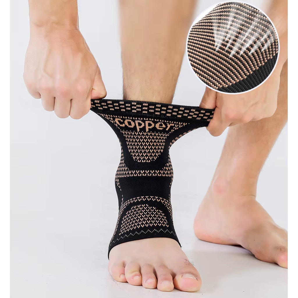 Sport Ankle Support Brace Elastic Compression Copper Fit Compression Ankle Socks