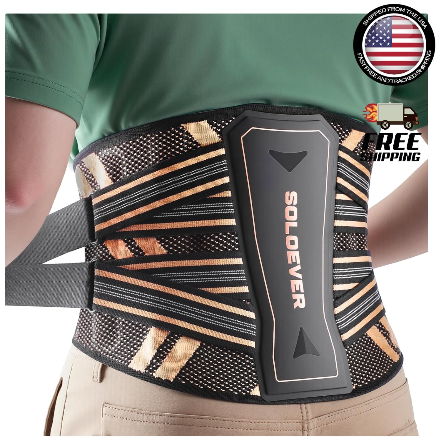 Copper Fit X-Back Support Brace Lumbar Support Adjustable, (Large/XLarge)