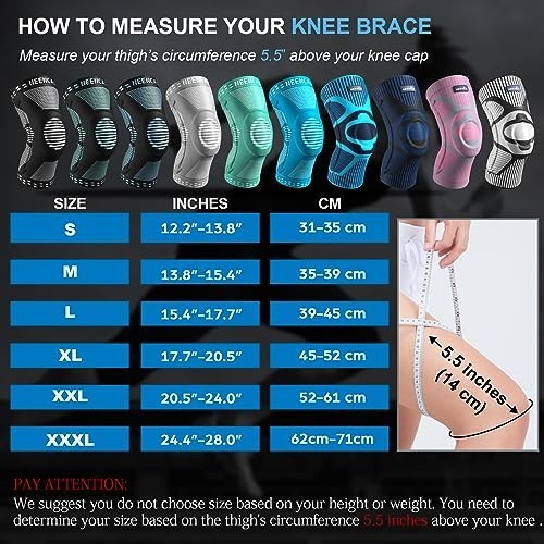 2 Pack Knee Braces for Pain Relief, Compression Sleeves with Gel Pad & Stabilize