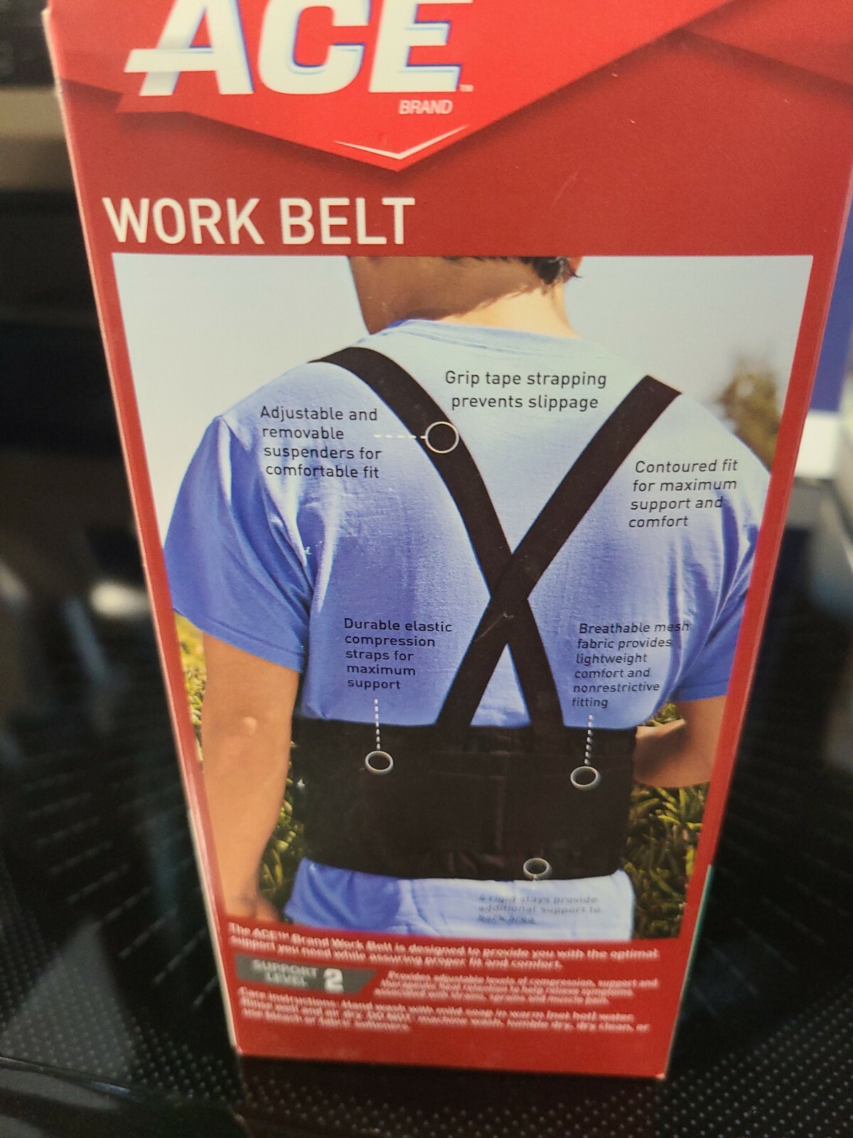 3M ACE Work back Belt with Removable Suspenders Size ADJ Support Level 2
