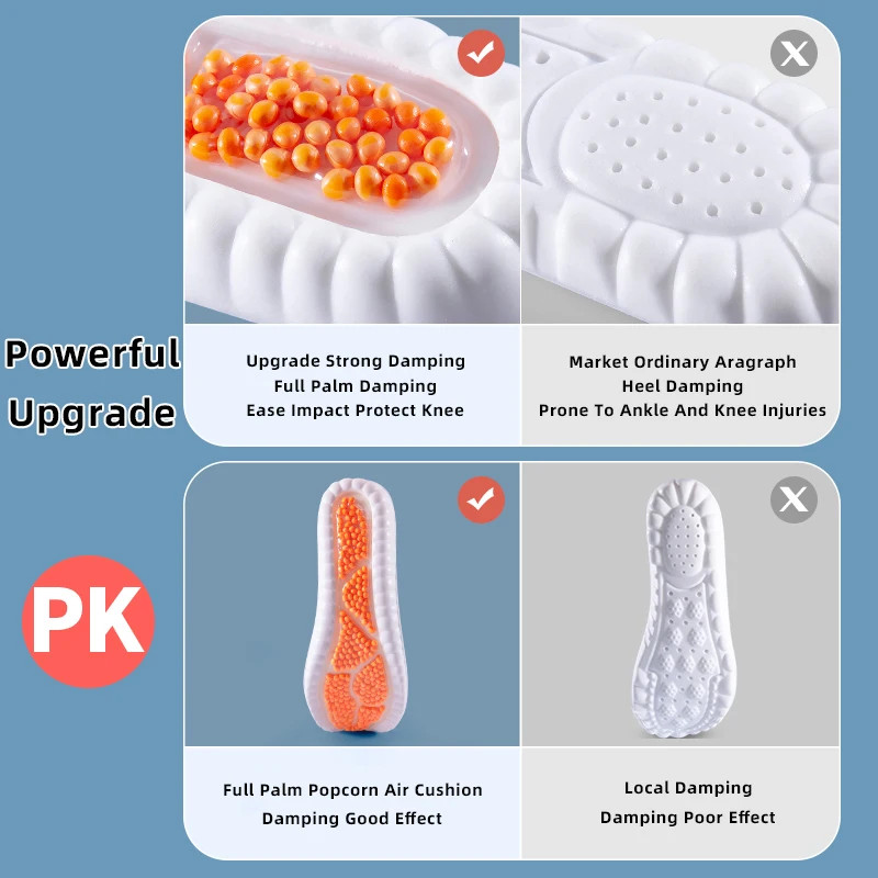 1Pair Sport Insoles Full for Feet PU air cushion Sole Soft Breathable Shock Abso