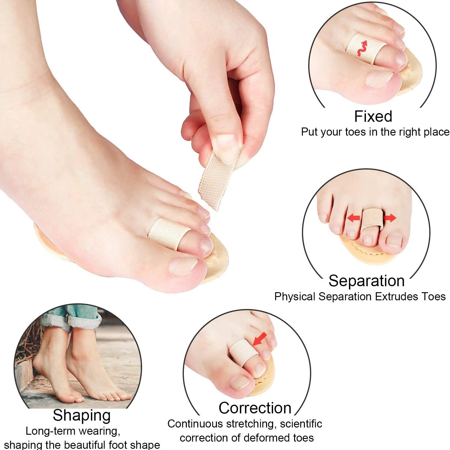 4 Pcs Budin Toe Splint Hammer Toe Straightener Support for Men Women
