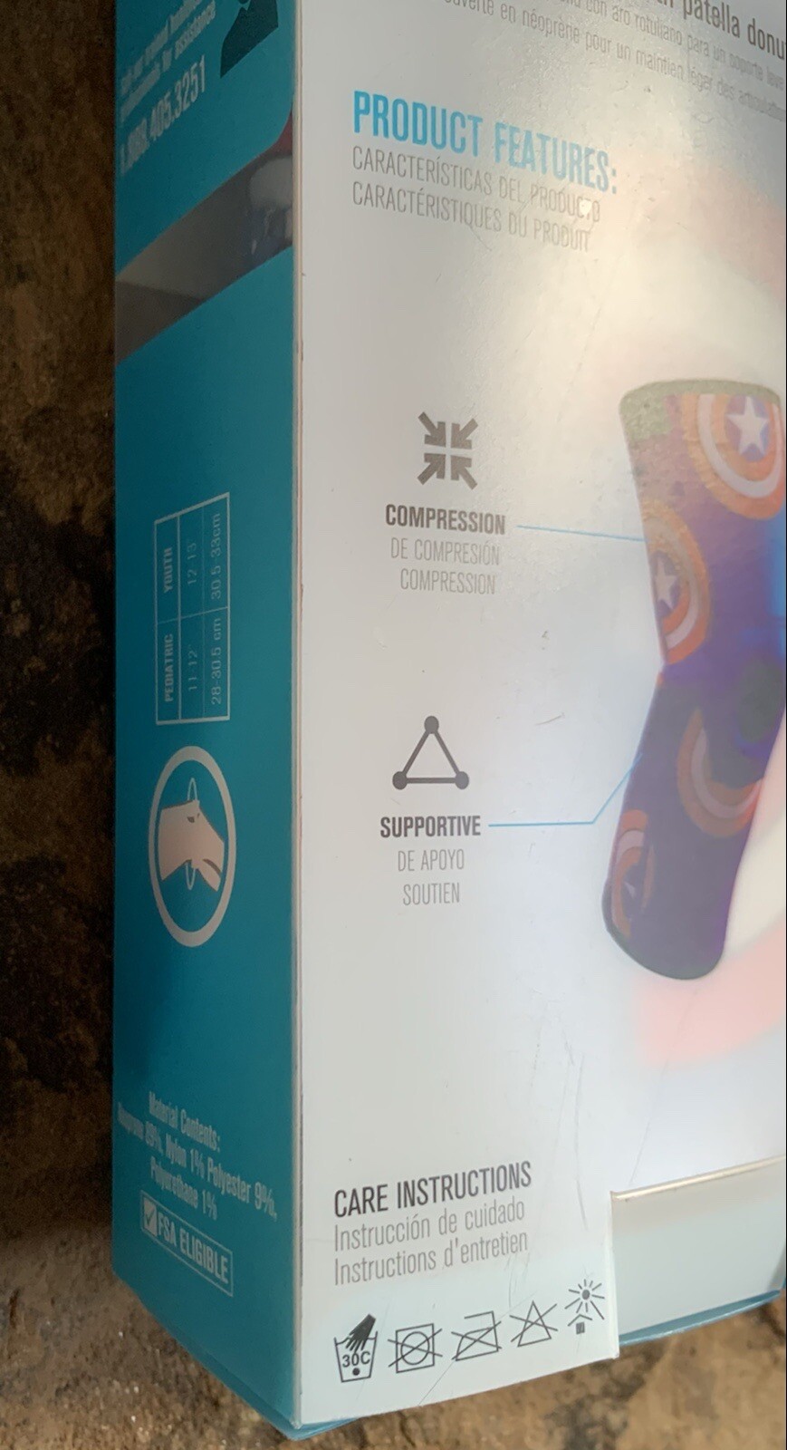 Marvel Captain America Knee Sleeve with Patella Donut. New. Youth