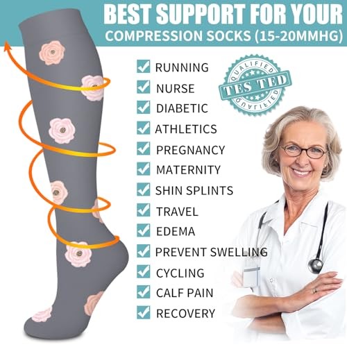 Compression Socks for Women & Men Circulation(6 Large-X-Large 01-Assorted28