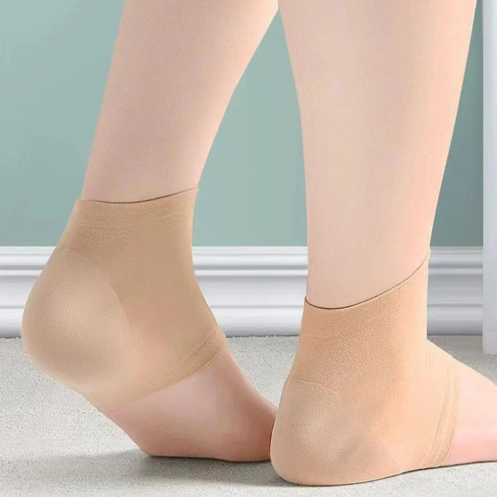 2Pcs Heel Protector Silicone Heel Moisturizing Socks Anti-Crack Protective Cover