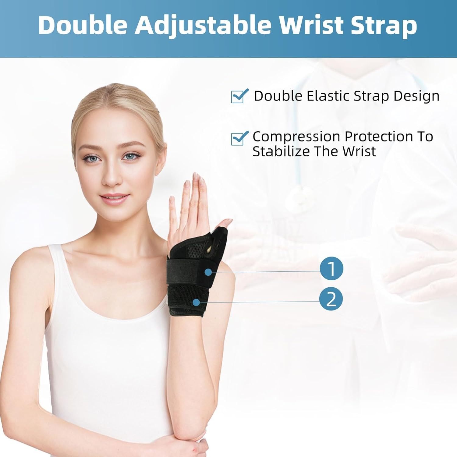 Adjustable Thumb Brace, Wrist Support, Thumb Splint for Left and Right Hands