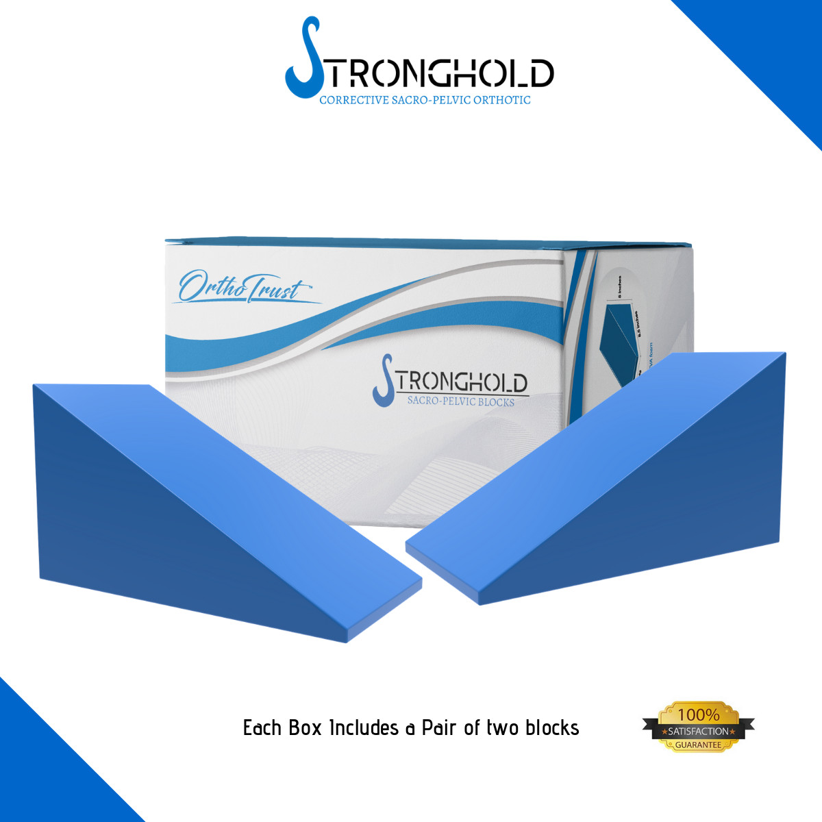 Stronghold Pelvic Sacral Blocks Set High-Density Foam Wedges – Blue Color Set