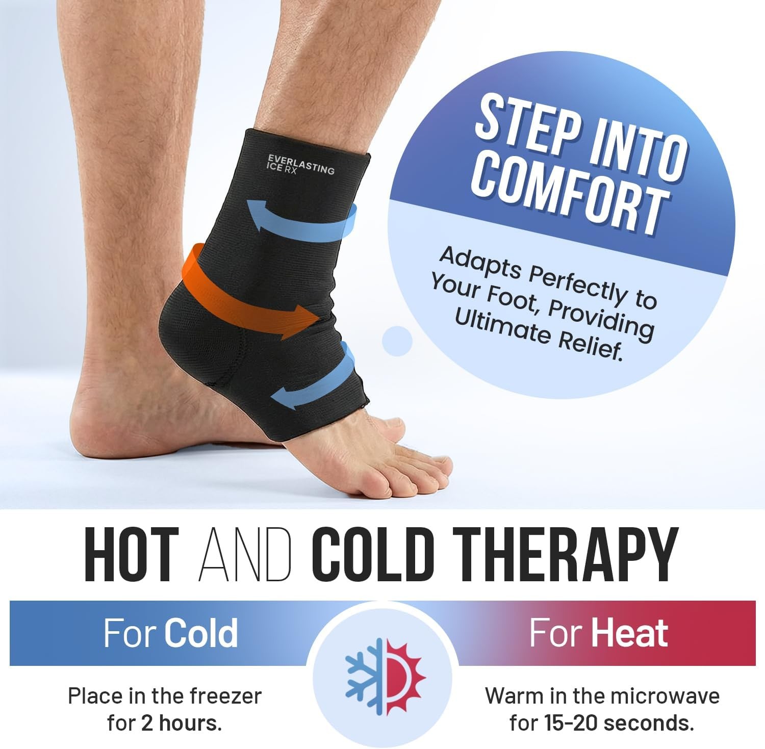 Ankle Compression Sleeve Achilles Tendonitis Ice Pack Wrap Foot Brace Support