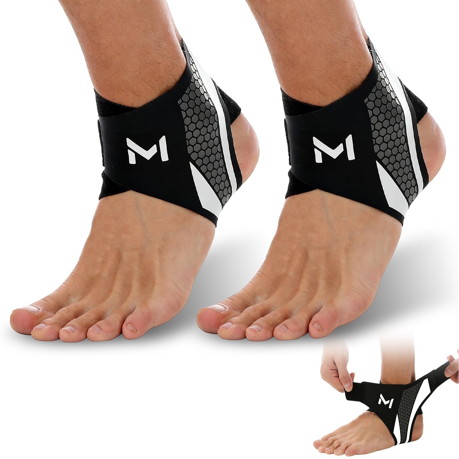 Ankle Brace for Men & Women, Adjustable Figure-8 Stabilizer with Straps Gray