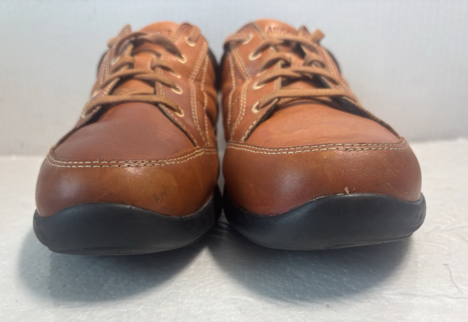 Anodyne Brown Leather Quilted Lace Up Sneakers Casual Round Toe Solid US 8W